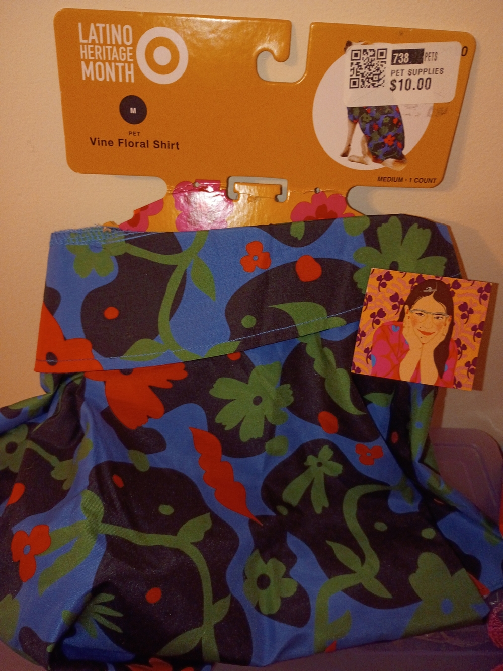 Target Vine Floral Dog Shirt - Blue with Green and Red Floral Print